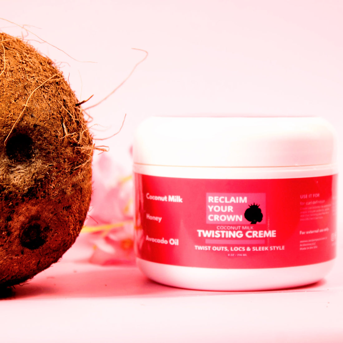 Reclaim Your Crown Coconut Curling Cream for Twist Outs, Locs and Sleek Styling