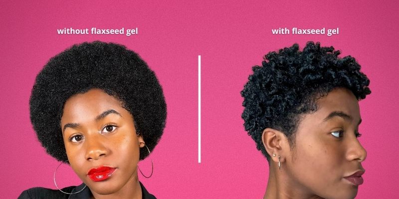 Woman with 4c hair using Flaxseed Gel