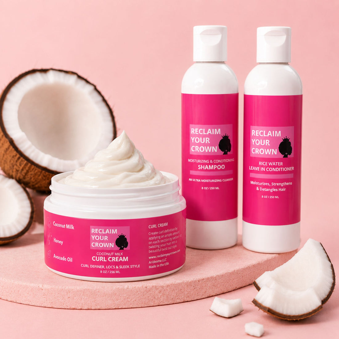Coconut Curl Cream Hair Product Set by Reclaim Your Crown