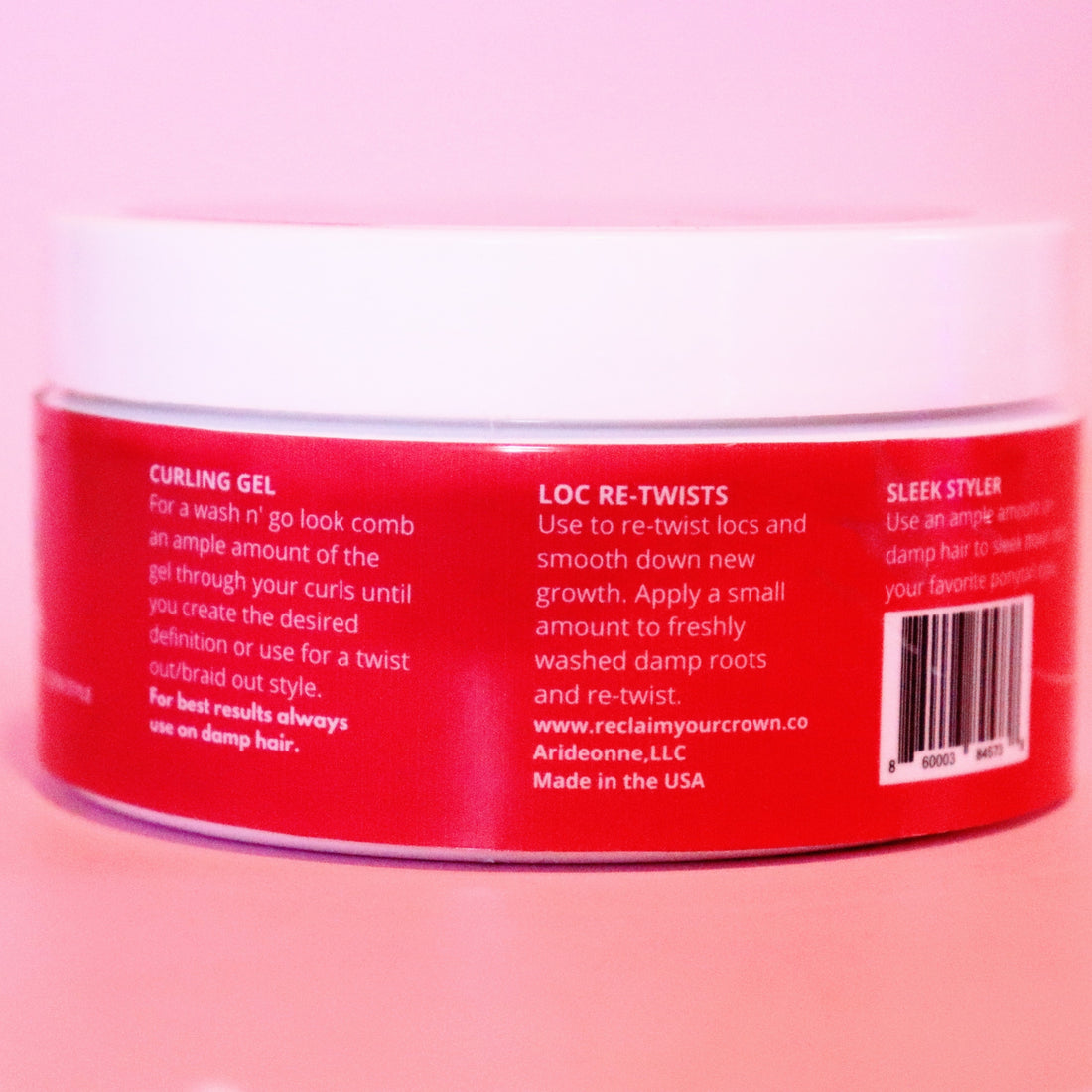 Closeup photo of Reclaim Your Crown Flaxseed Gel product label instructions