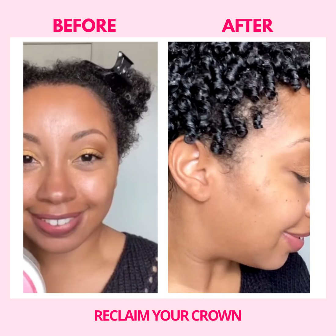 Results of using Reclaim Your Crown Flaxseed Curling Gel before/after photo 4A Hair