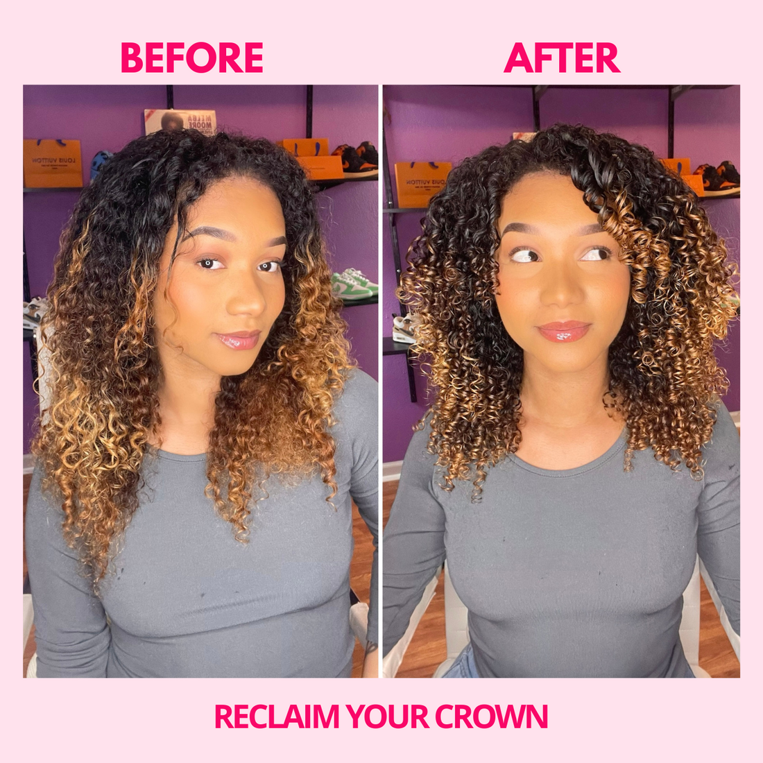 Before and After Results of using Rice Water on Curly Hair